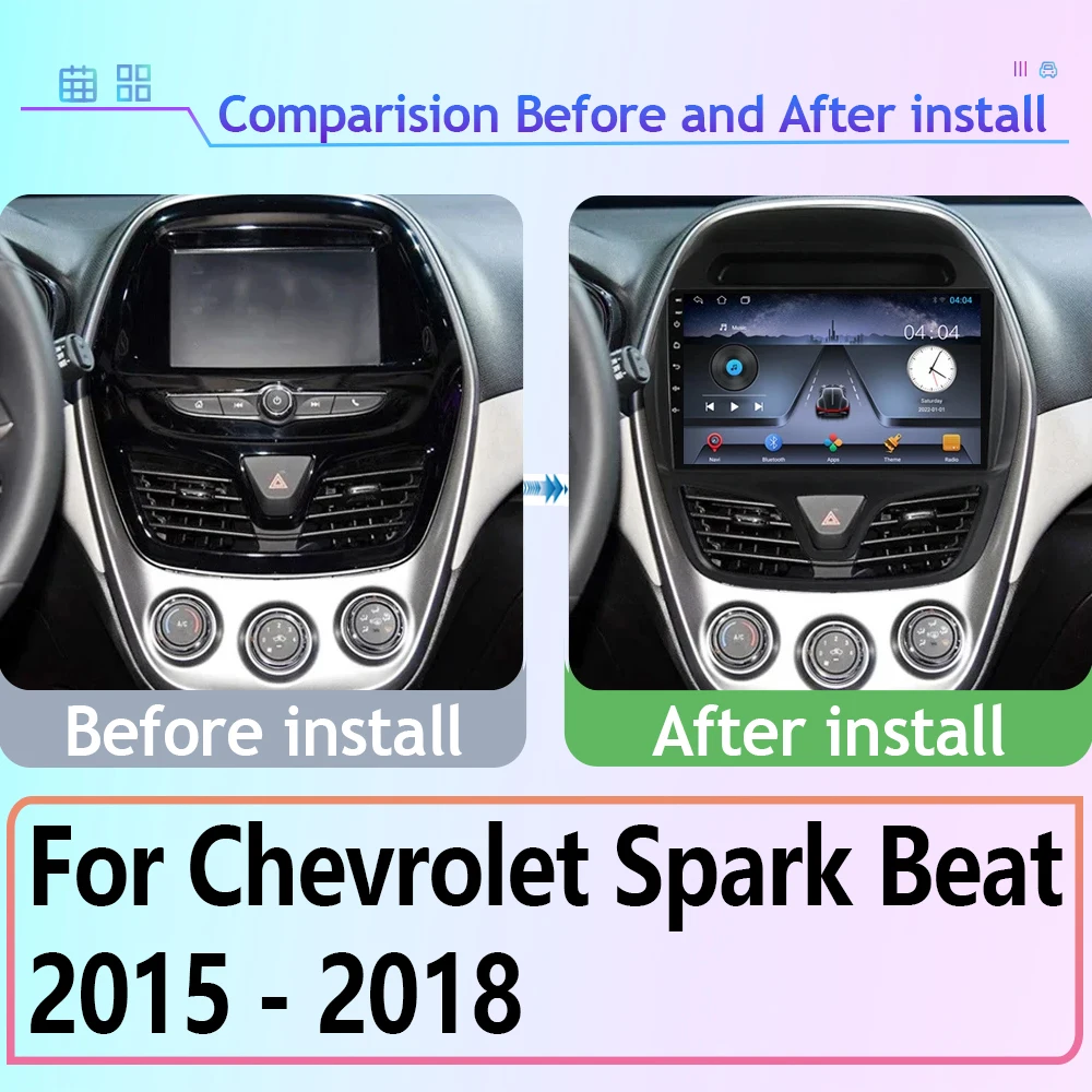 Car Radio Carplay For Chevrolet Spark Beat 2015 - 2018 GPS Navigation Video Android Auto Stereo 5G Wifi Screen Bluetooth No 2din