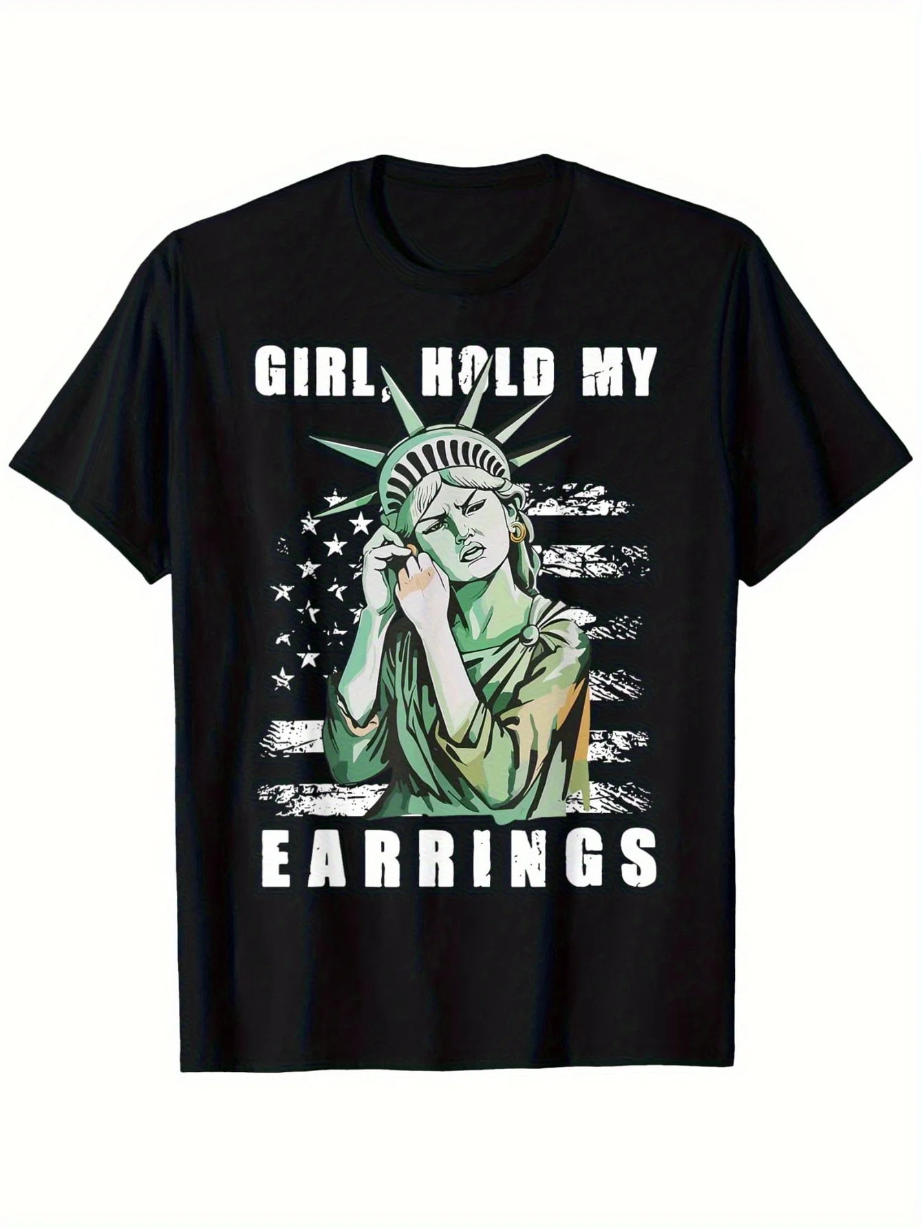 تي شيرت نسائي يحمل أقراطي تمثال الحرية تي شيرت جرافيك هدايا مضحكة للرجال lwf 180 جرام