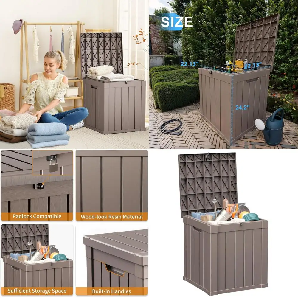 

Large 50 Gallon Outdoor Storage Box for Patio Furniture, Cushions, Garden Tools, and Pool Supplies - Waterproof, Resin, Lockable