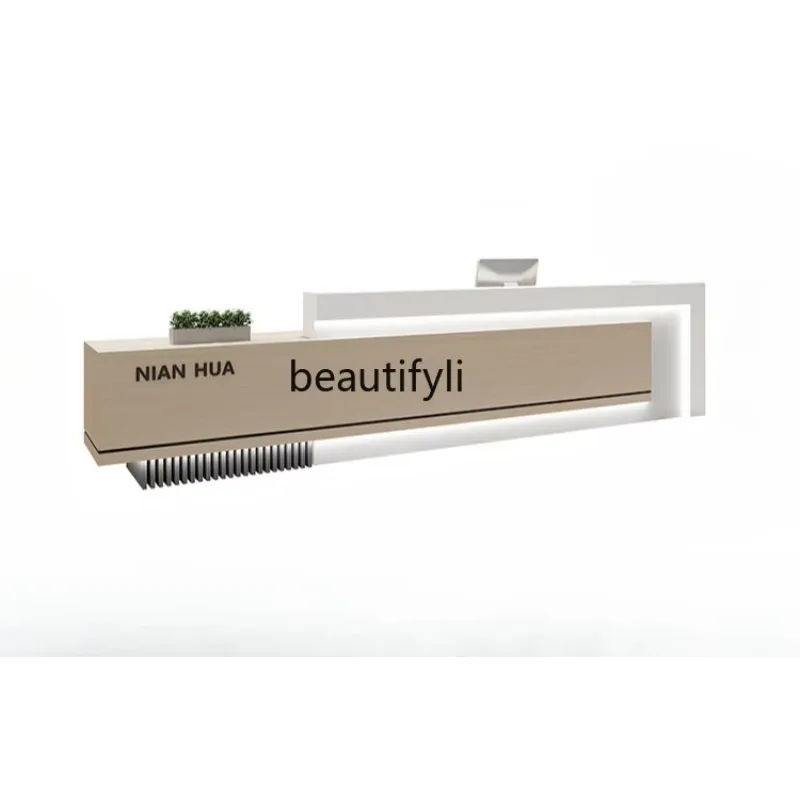 Modern simple company front desk hotel lobby bar checkout page beauty salon training institution store reception desk