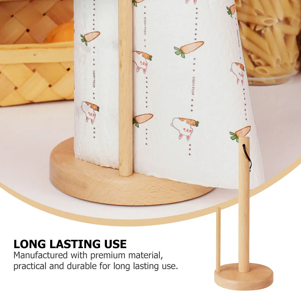 

1Pcs Vertical Wooden Roll Paper Rack Tissue Holder Space-Saving Organizer Kitchen Bathroom Household Storage