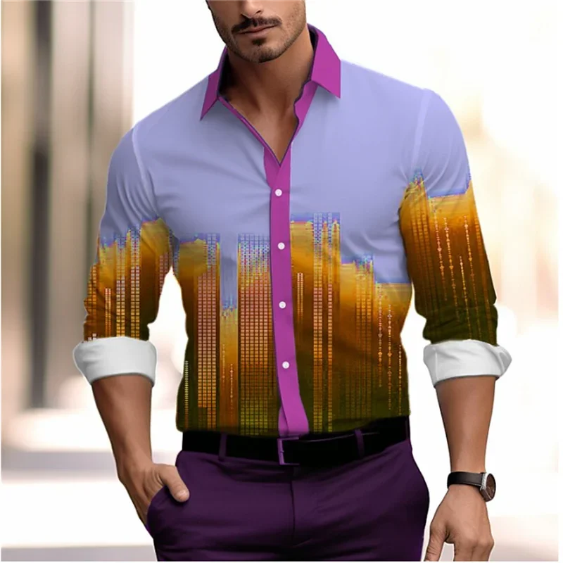 

2025 Men's Shirt Pattern 3D Printed Outdoor Street Long Sleeve Button Lapel Clothing Fashion Designer Casual Breathable 6XL