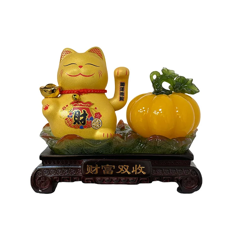 

￥#Lucky Cat Ornament in Chinese Style Eco-Friendly Resin Crafts for Living Room Office & Entrance Decoration Housewarming Gift