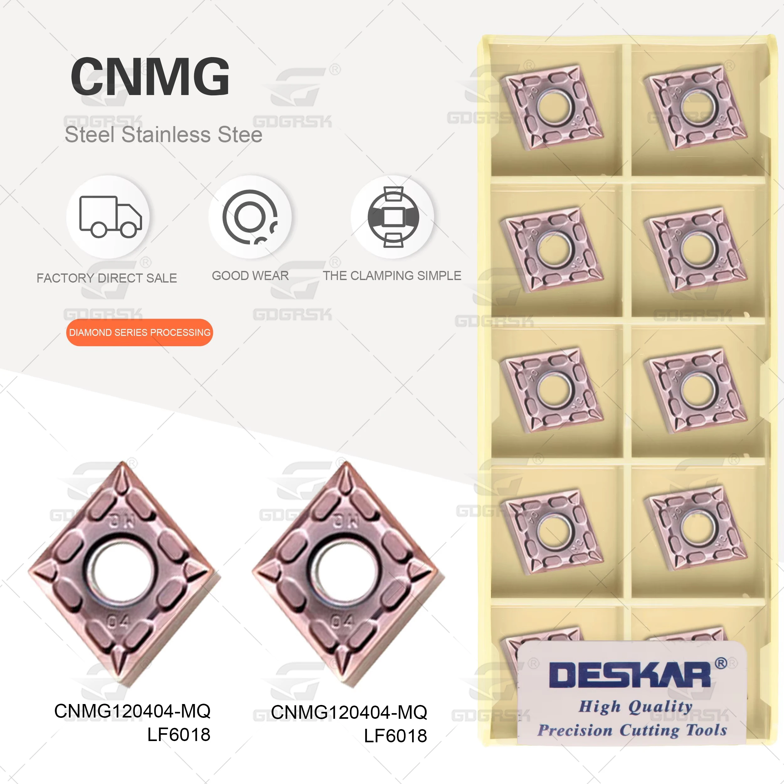 

DESKAR CNMG120404 CNMG120408 MA HS MQ MS LF6018 High-quality carbide inserts, lathes, CNC tools, turning tools, stainless steel