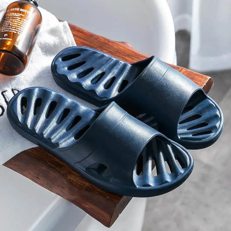 Couple Home Bathroom Slippers Summer Leakproof Anti-slip Bath Wear Resistant EVA Cool Slippers Men Women Casual Style Travel ...