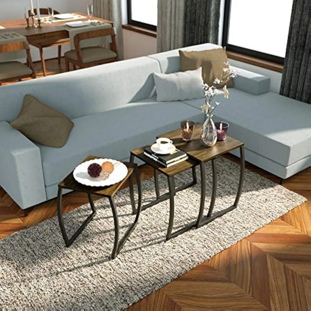 

Nesting Tables, Vintage Side End Tables Living Room, Coffee Snack Table Set of 3