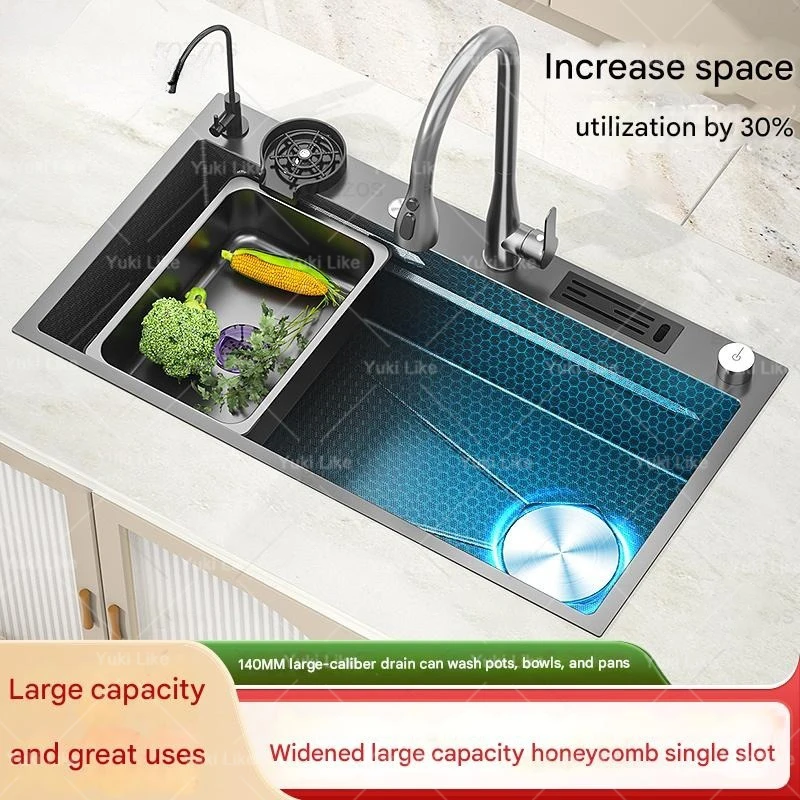 ステンレス鋼のキッチンシンクエンボス加工特大シングルスロット多機能食器洗いシンク洗面台