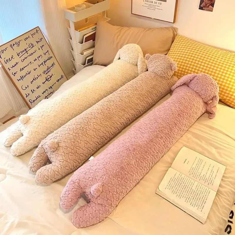 Ultra-soft rabbit pillow for girls, thigh-hugging side-sleeping long pillow, removable and washable cloud-shaped hugging cushion