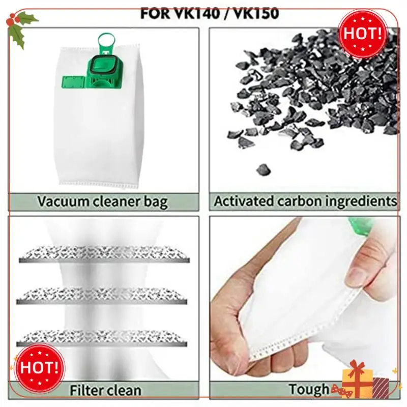 Kit de bolsa de polvo desechable de repuesto de ABLE-10PCS para Vorwerk VK140/ VK150/FP140/FP150 repuestos de aspiradora vertical