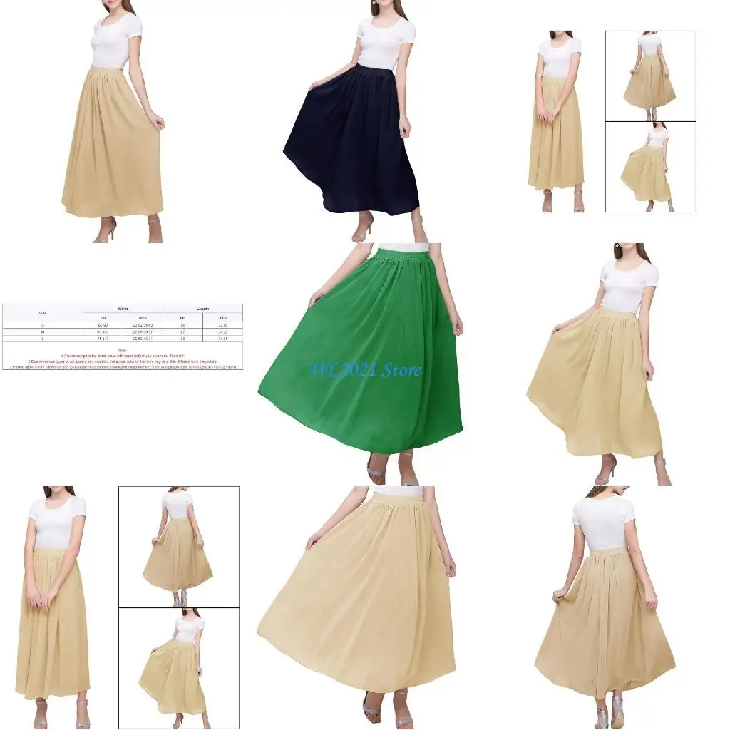 

G5GC Summer Elegant Elastic High Thifon Chifon Midi Long Юбка для женского пляжного платья