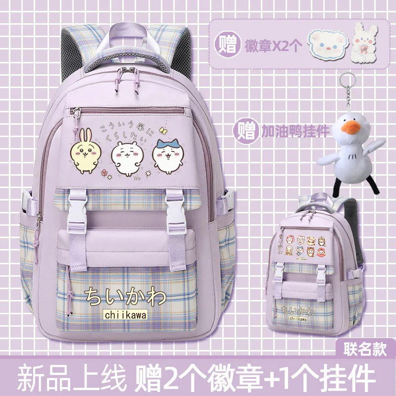 New Hachiware Backpack Girl Spine Protection Schoolbag Anime Student Large Capacity Bags for Woman Chiikawa Lightweight