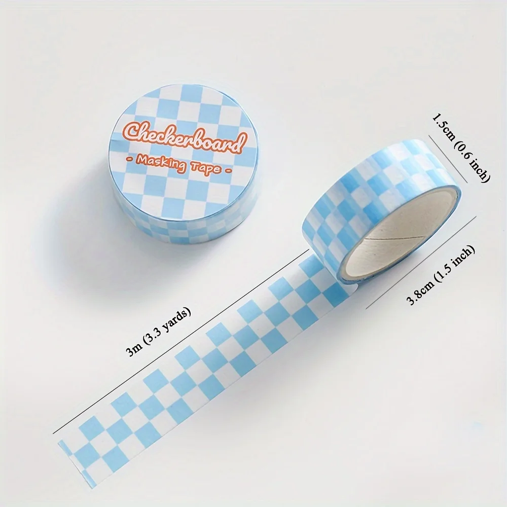 6pcs Chessboard pattern series and adhesive tape fresh checkered pattern DIY paper creative stickers for notebook materials