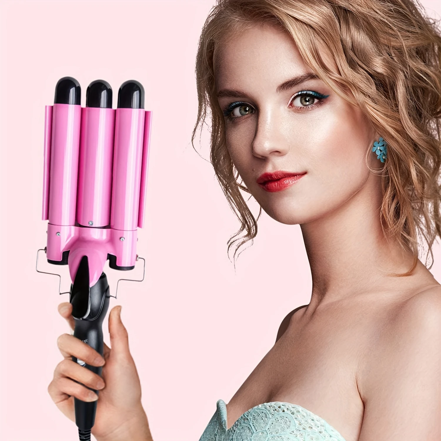 3 Barrel Curling Iron Wand - 1 Inch Ceramic Tourmaline Triple Barrels, Dual Voltage Crimping Tool (25mm) Shower chair Sofa Sofa