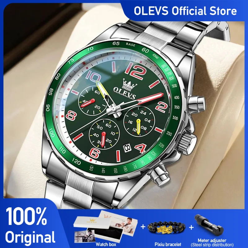 OLEVS Men\'s Watches No.TY714 Classic Fashion Original Quartz Chronograph Wristwatch Waterproof Stainless Steel Luminous Date