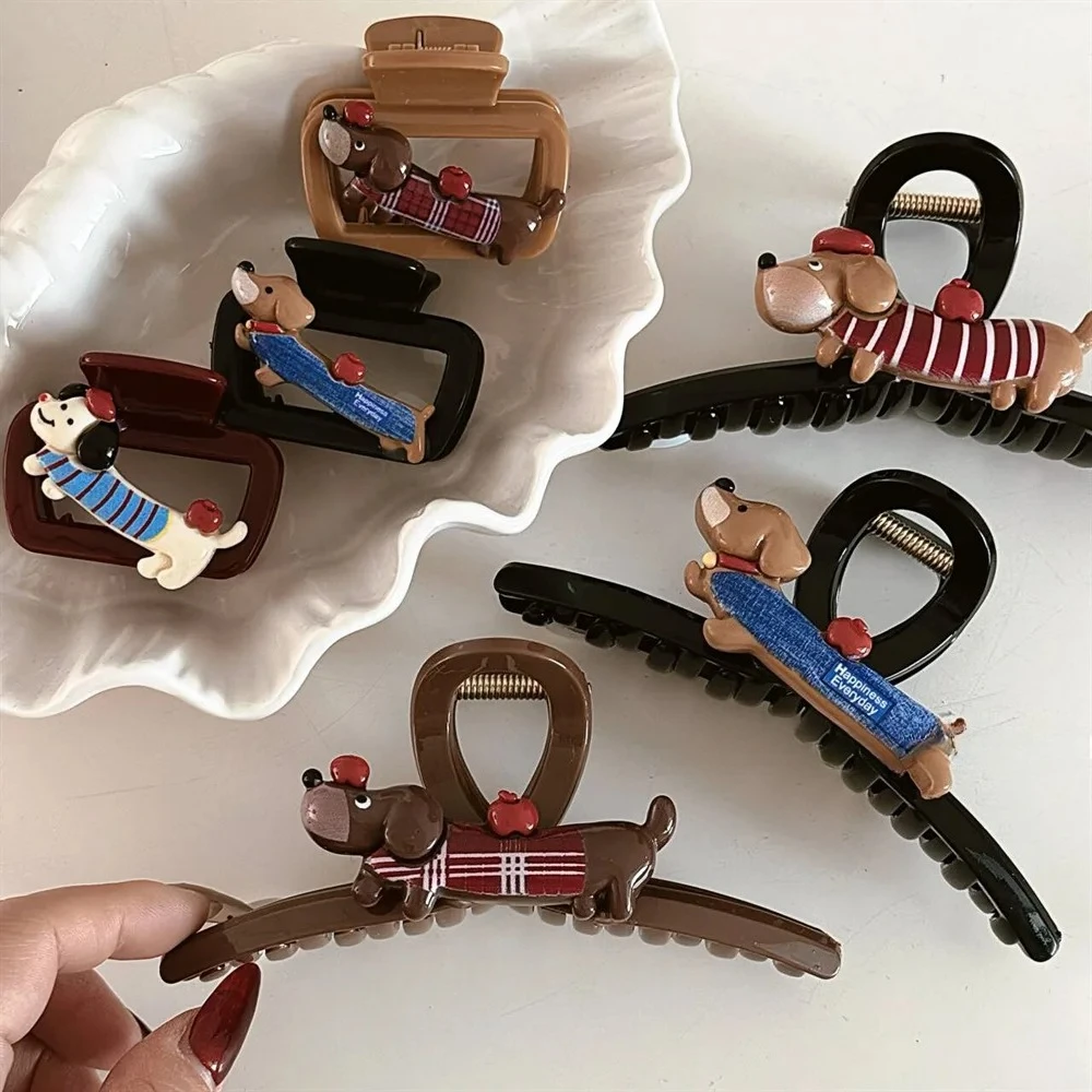 

Cute and Versatile Cartoon Puppy Sausage Dog Hair Clip New High-end Style Back of The Head Hair Claw Shark Clip Hair Accessories