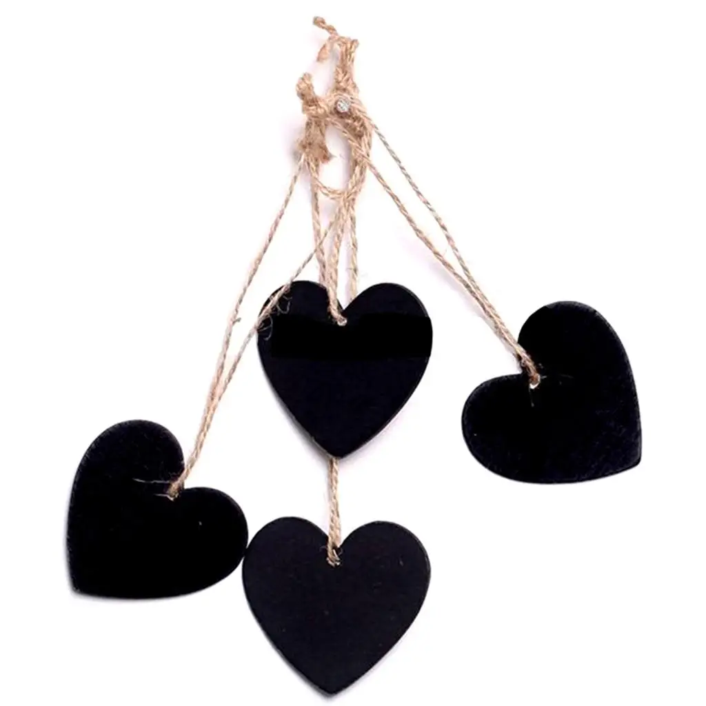 10Pcs Hanging Heart Shaped Wooden Mini Chalkboard Signs Wooden Chalkboard Tags, Hanging Chalkboard Labels, Price Tags, Crafts