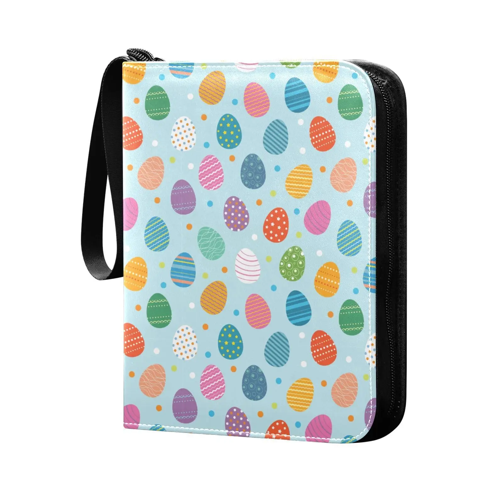 Easter Eggs Card Binder 4 Pocket Card Binder, 400 Double Sided Pocket Album for Sport Game Cards, Unique Card Collection Storage