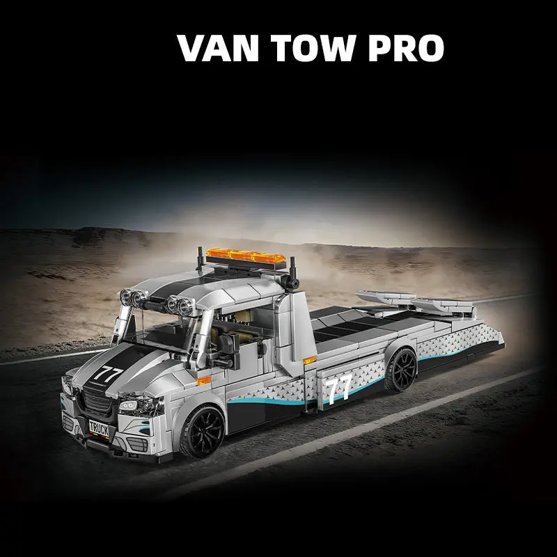 

LEYI Modified Truck Trailer Flatbed Truck 8-Scale Supercar Building Blocks Racing Car Ornament Assembly Kids Toy