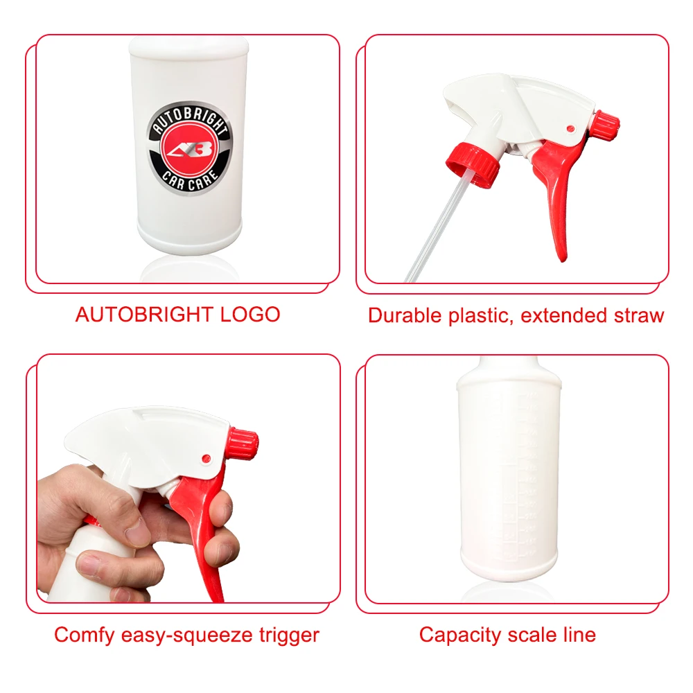 AUTOBRIGHT 950ml/32oz Large Capacity Car Cleaning Spray Bottle - Adjustable Nozzle for Car Glass Seat Washing watering can tools