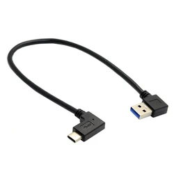 30CM  Left / Right Angle USB 3.0 A male to USB 3.1 Type-C Elbow Data Sync & Charge Cable USB-C Converter Adapter 0.25m