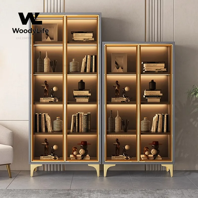 Shelves Nordic Glass Door Bookshelf Storage Shelves Organizers Cabinet Bedroom Bookcase Children's Library Home Furniture - view 3