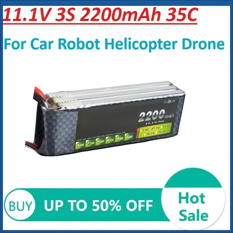 

High Performance 11.1V 3S 2200mAh 35C Lipo Battery For Car Robot Helicopter Drone rechargeable battery