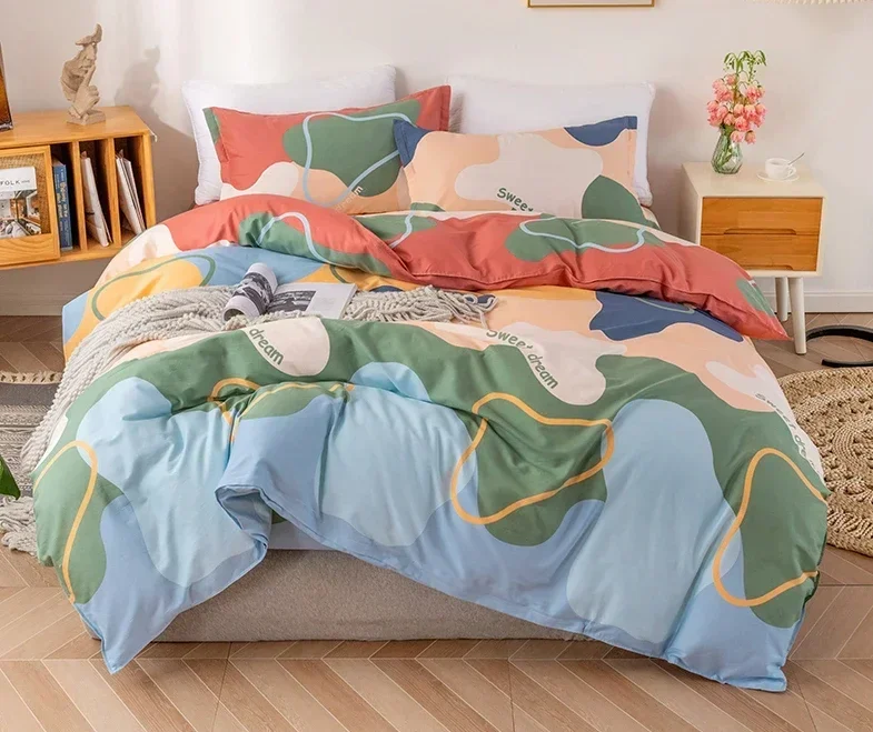 

Комплект пододеяльников из 3/4 предметов с наволочкой или простыней, двойное одеяло, комплект постельного белья, пододеяльник для пары королевы/короля или односпальной кровати