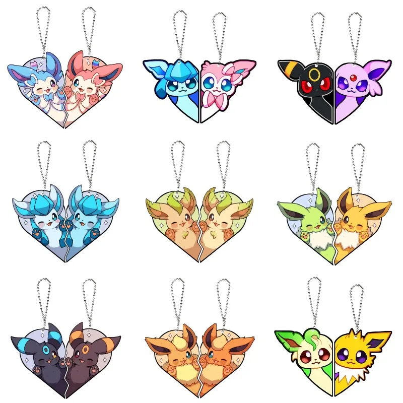 

Self-Made Pokemon Acrylic Eevee Leafeon Vaporeon Flareon Espeon Sylveon Jolteon Glaceon Anime Key Ring Girl Halloween Gift