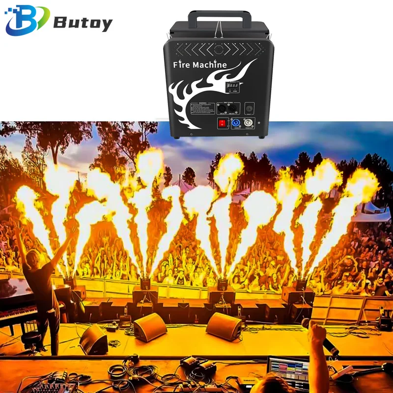 300W Fire Machine Three Heads DMX512 Control Flame Machine Stage Special Effect Lighting Flamethrower Music Festival Christmas