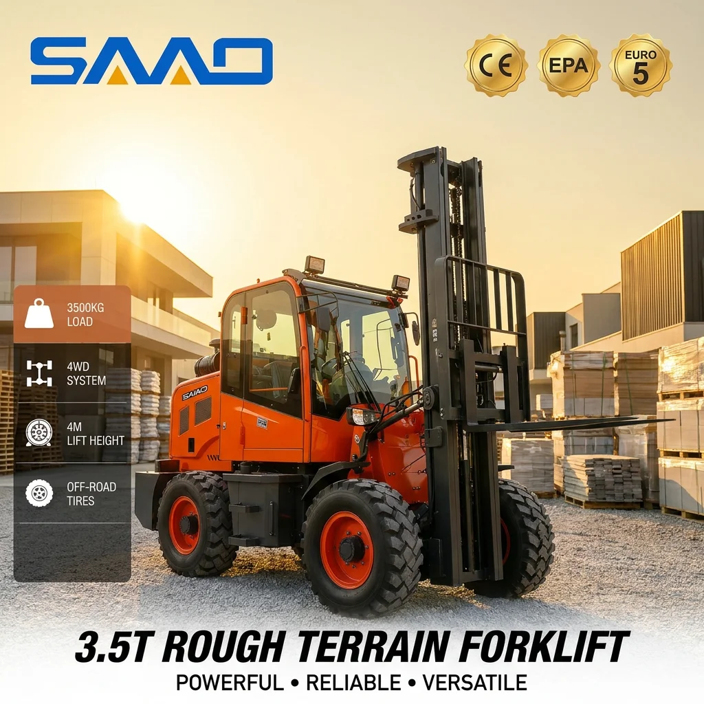 Europe Hot Sale 4 Wheel Material Handling Forklift 5 Ton High Power All Terrain Off-Road Forklifts EPA Euro 5 Engine Customized