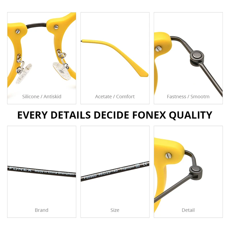 FONEX 아세테이트 티타늄 안경 프레임 여성 새로운 브랜드 디자인 빈티지 레트로 라운드 안경 남성 안경 일본 안경 85905