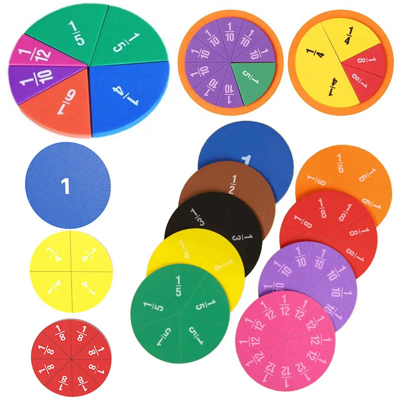 9 قطعة/الوحدة الملونة إيفا الحسابية التدريس القرص 9 سنتيمتر حجم شكل دائري الكسور الرياضيات التدريب الدعائم وسائل تعليمية تفاعلية ZYF #1