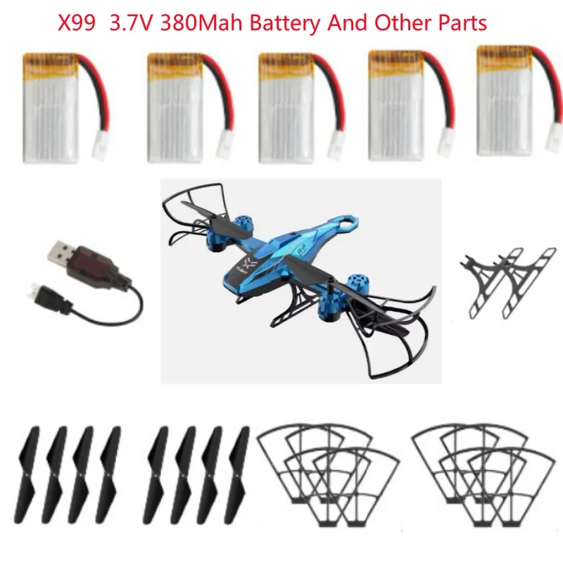 X99 Attitude Hold Hover Headless Mode Remote Control RC Helicopter Spare Parts 3.7V 380Mah Battery/USB/Propeller/Protect Frame