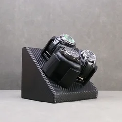 Carbon Fiber Leather Watch Box 3-Position Self-Shaking Memory Cotton Pillow Quick Display & Storage for Timepieces