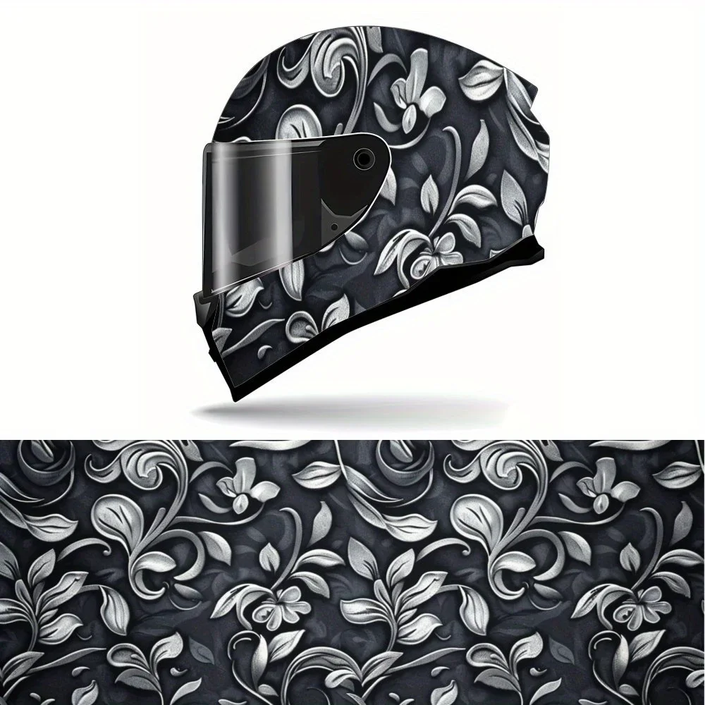 Vinil Adesivo 2D PVC Floral Noturno para Capacete de Moto, Adesivo Impermeável Autoadesivo, Película Decorativa Anti-Risco para Cobertura Total