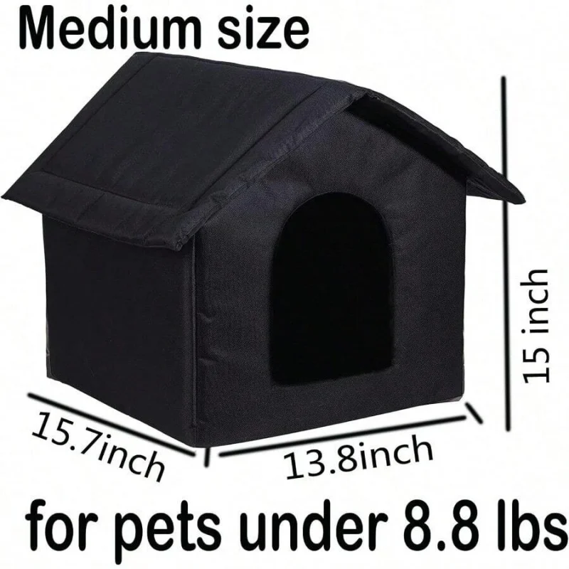 Outdoor Cat House For  Cats Shelter With Weatherproof Roof Medium Black New view 3