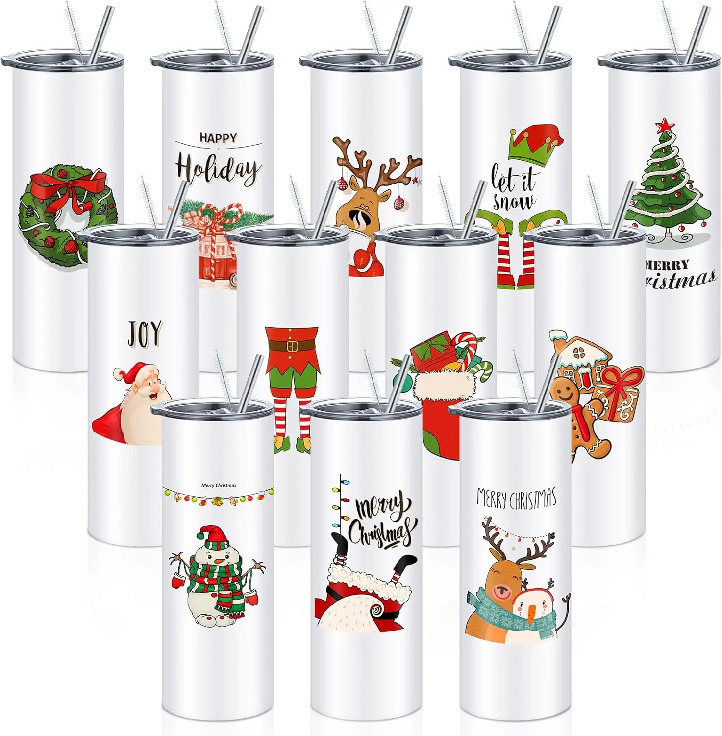 

12 Pack 20oz Christmas Stainless Steel Tumblers Appreciation Gifts for Employees Teachers Family and Friends in Birthday Appreci