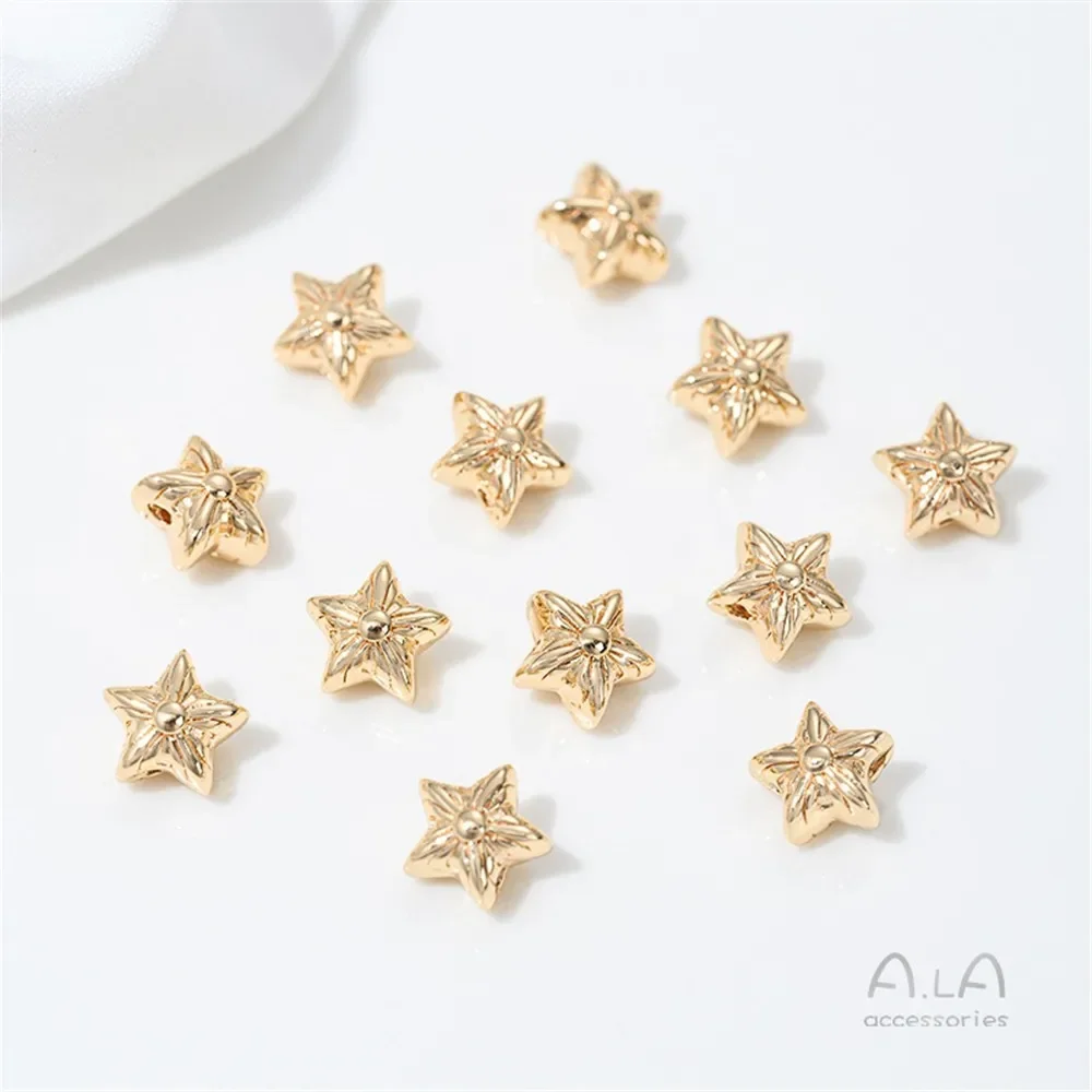 Уборка-цвета-14-каратное-золото-крест-пентаграмма-сквозное-отверстие-рассеянный-из-бисера-арбузный-браслет-из-бисера-ювелирные-аксессуары