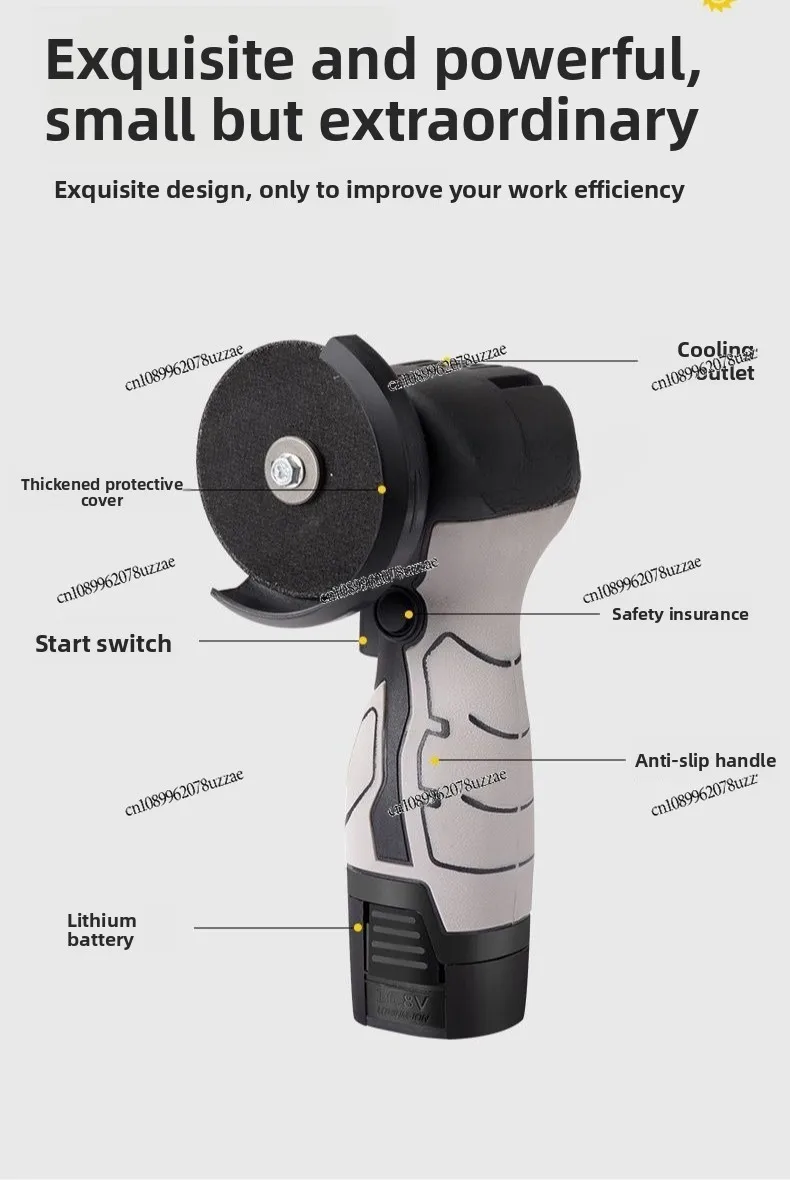 Mini Angle Grinder Lithium Battery Household Rechargeable Grinder Multifunctional Small Portable Cutting Machine