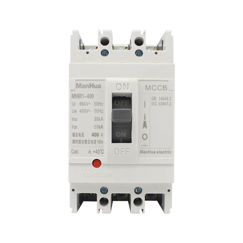 

Triple Poles MHM1-400 400A 400Amps 3P 35KA Thermo-Magnetic Economical MCCB AC440V Fixed Air Switch Moulded Case Circuit Breaker
