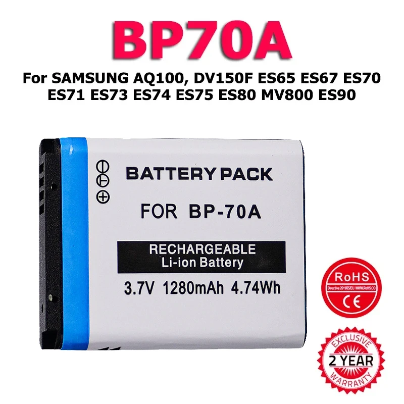 XDOU High Quality BP70A BP*70A Battery For SAMSUNG AQ100 DV150F ES65 ES67 ES70 ES71 ES73 ES74 ES75 ES80 MV800 ES90