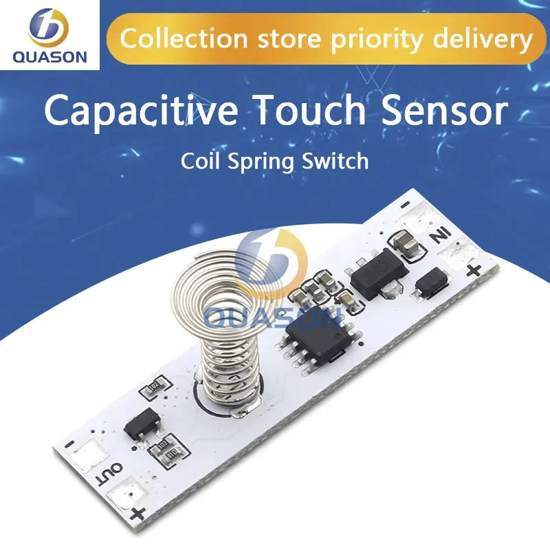 DC 12V Capacitive Touch Sensor Switch Coil Spring Switch LED Dimmer Control Switch 9-24V 30W 3A for Smart Home LED Light Strip