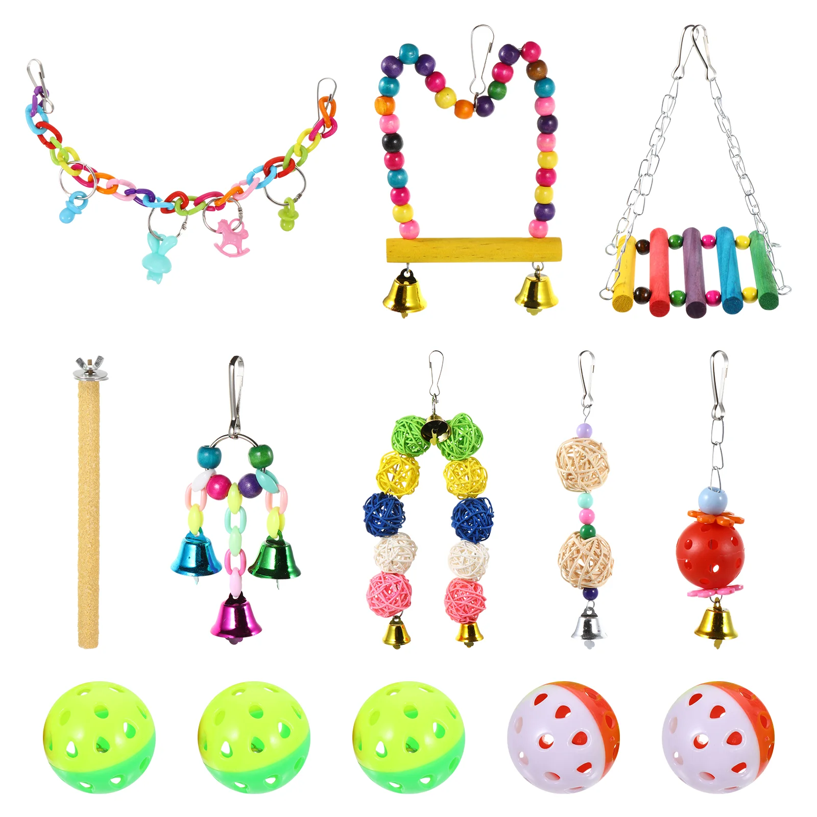 

13 Pcs Pack Bird Parrot Swing Wooden Swings for Parakeets Hanging