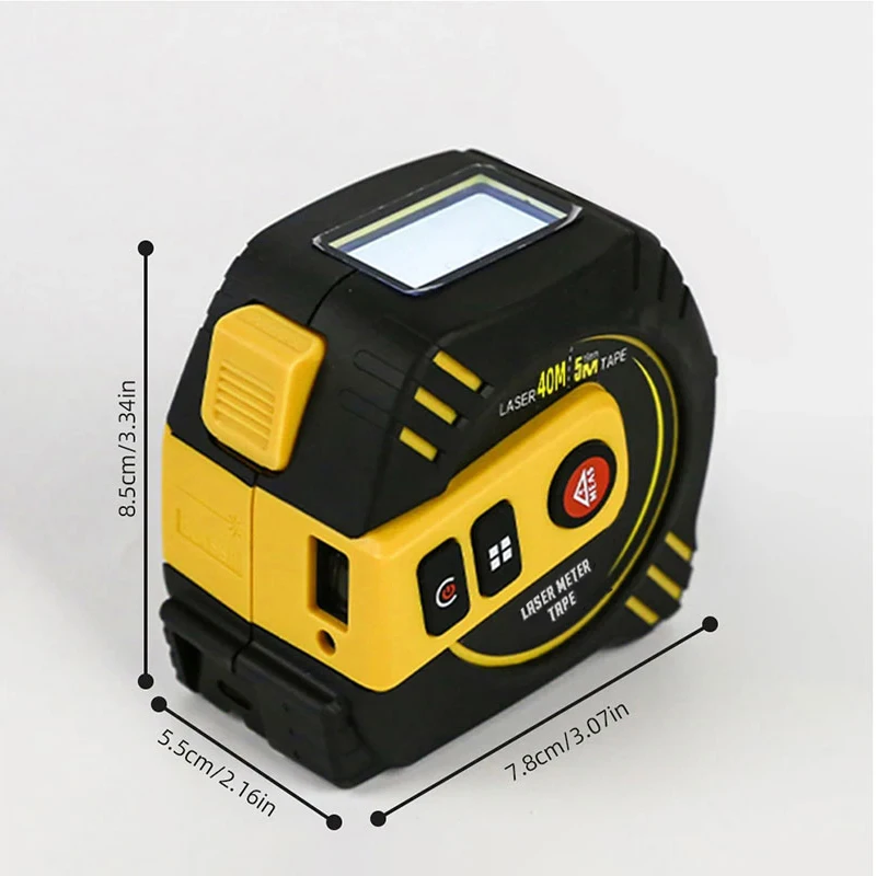 1PC USB charging 2-in-1 laser rangefinder, 131ft/262ft, with 16ft tape measure, LCD display, multiple measurement modes and unit