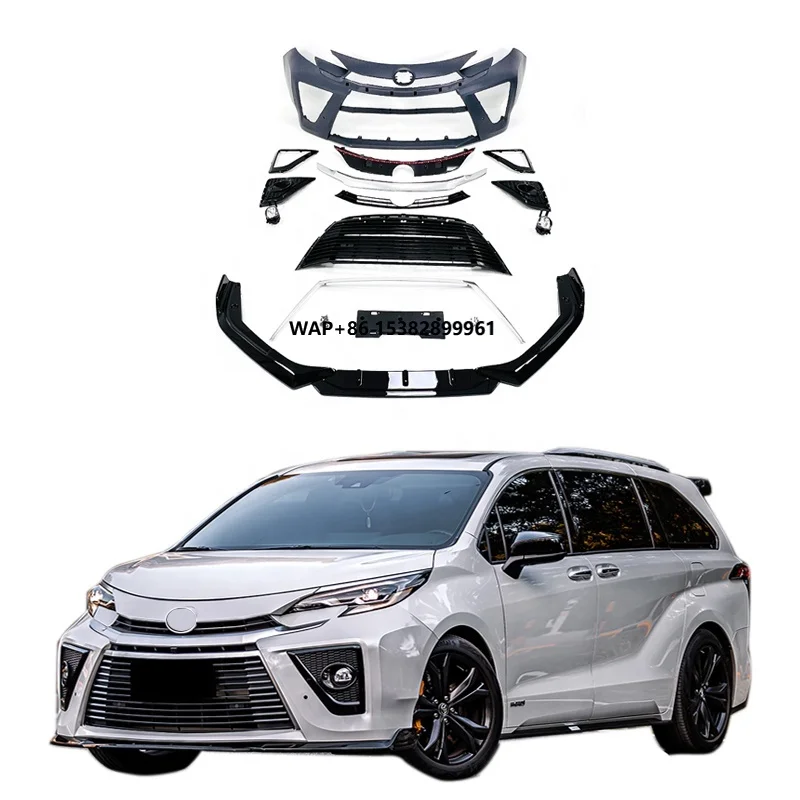 

GR-Sport Body Kit for Sienna 2021 2022 PP Front Bumper Lip Spoiler Grille Upgrade Body Kits Auto Parts Car Accessories