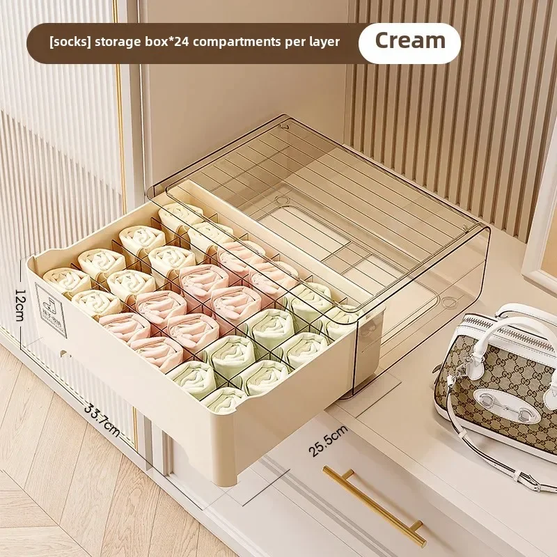 Drawer Style Underwear Organizer Box Stackable PET Wardrobe Storage for Bras and Socks Home Closet Divider