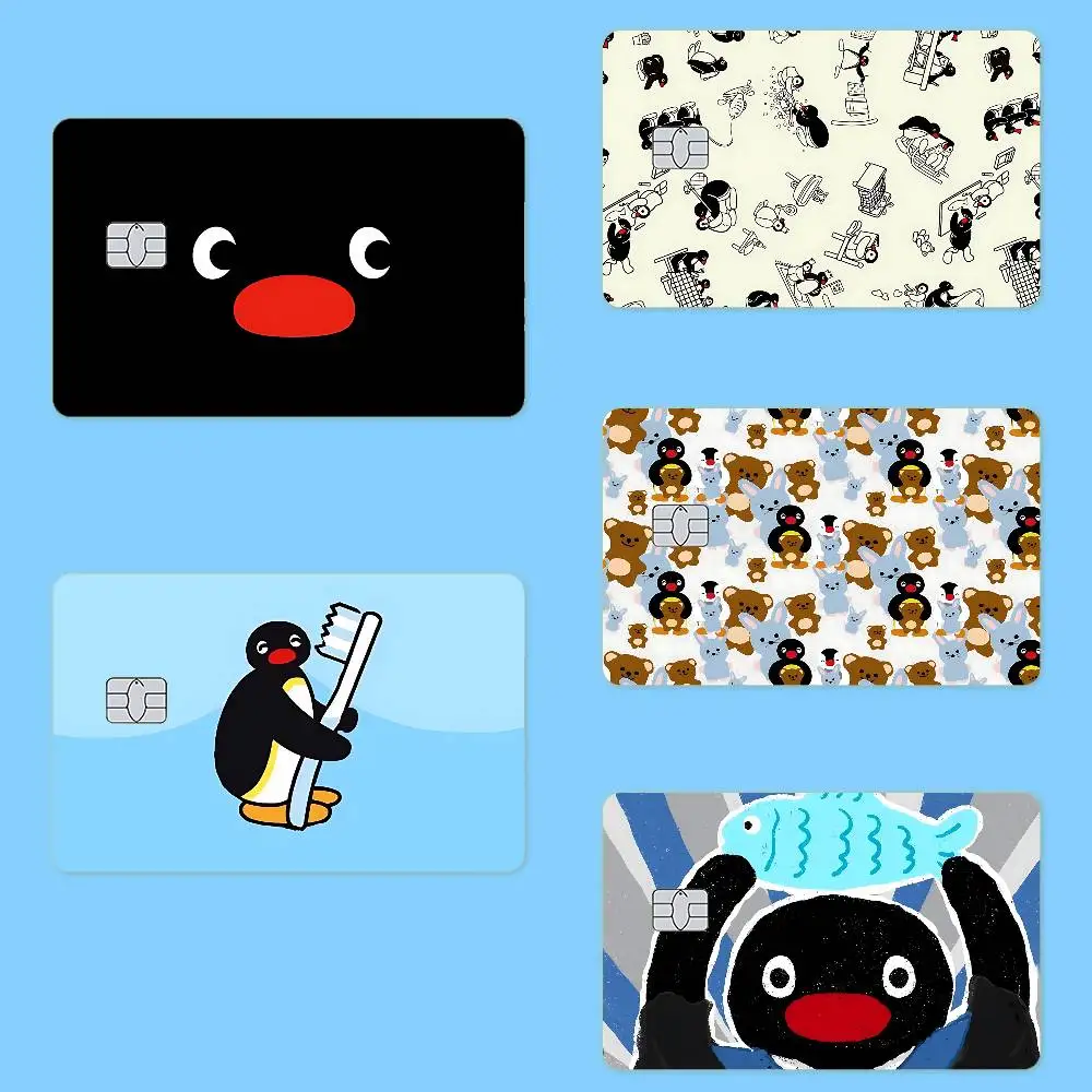 Cartoon P-Pingu Credit Card Skin Stickers Matte Anti Scratch Suitable For VISA Card Bus And Subway Contactless IC Cards