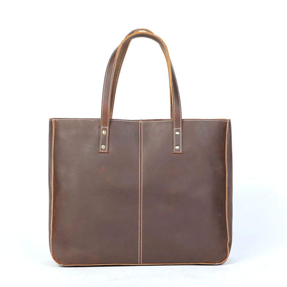 S.WORKER Vollnarbenleder Vintage Schultertasche Große Kapazität Echtleder Laptop-Einkaufstaschen für Frauen – Detail 21