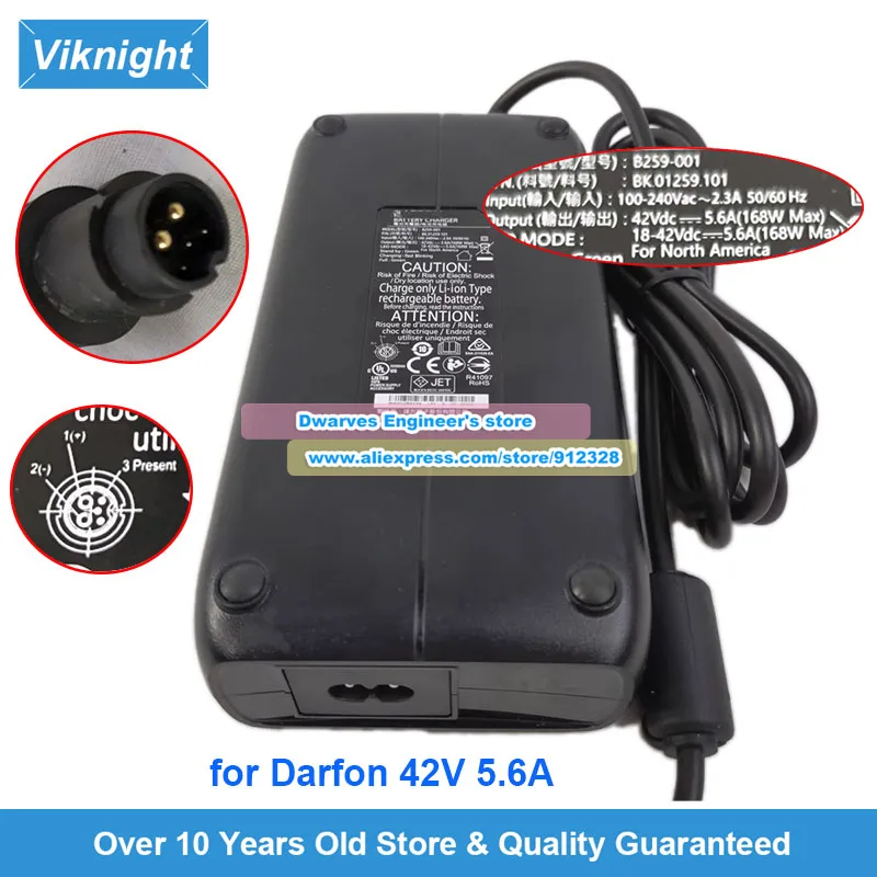 

Genuine B259-001 BK.01259.501 AC Adapter 42V 5.6A 168W for DARFON B240-301 BK.01240.301 Power Supply 5-pin 4-pin