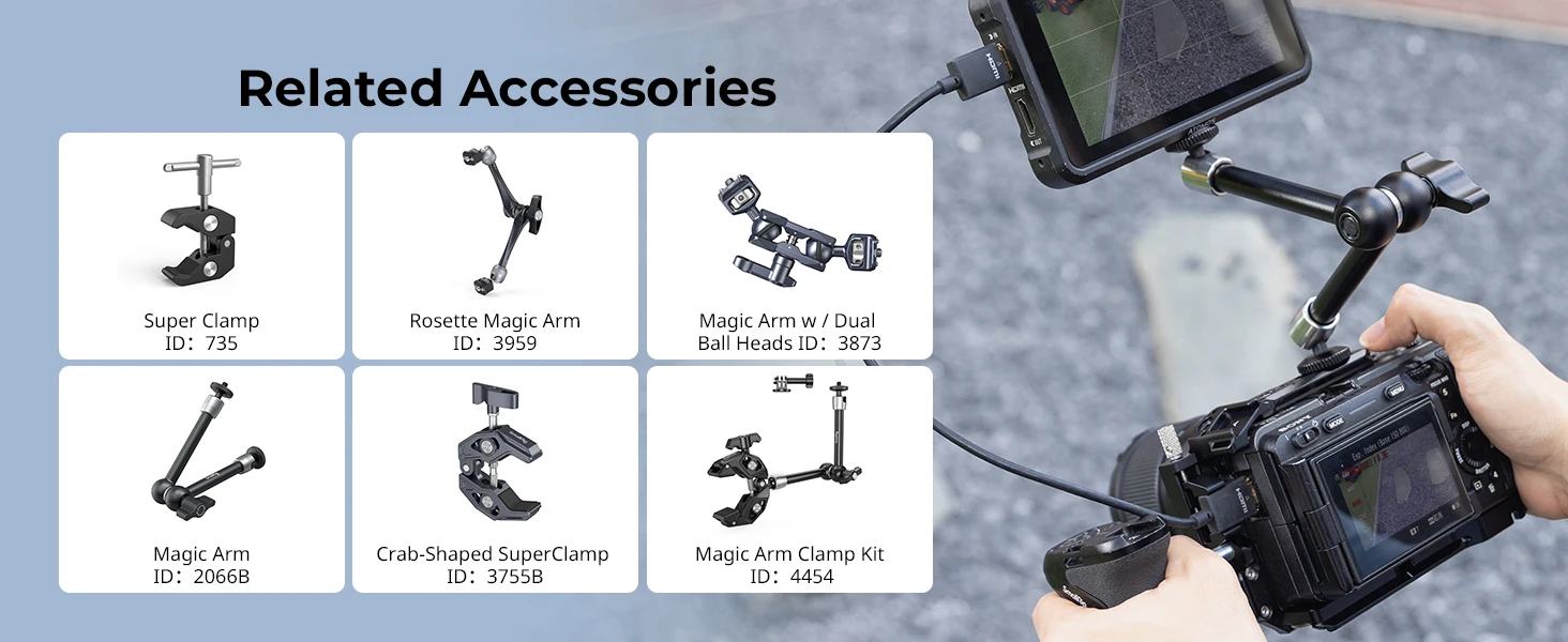 SmallRig 9,8-Zoll-Klemme in Krabbenform für Telefone mit Super-Clamp und Magic-Arm mit 1/4"-20-Schraube für Action-Kameras, Monitore, Mikrofon -5326 – Detail 8